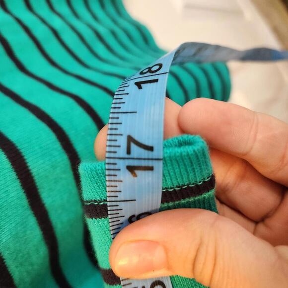 L.L.Bean Women's Teal/Navy Striped 100% Cotton Top, Size Large - Picture 8 of 8